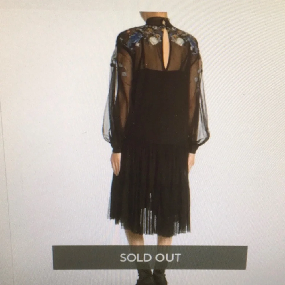 FP/BLACK-“SHEER DELIGHT”HIGH NECK EMBROIDERED SEQUIN MIDI DRESS